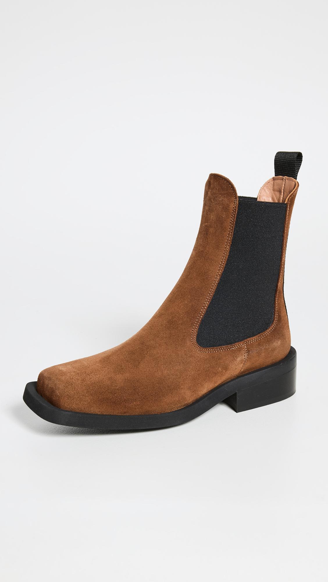 Ganni Wide Welt Squared Toe Chelsea Boots in White | Lyst
