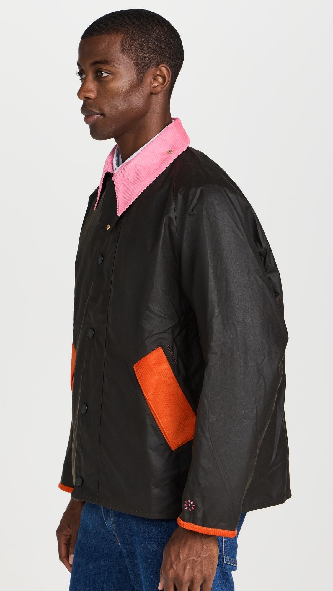 Flower Mountain Barbour X Tranport Wax Jacket Olive/fuchia in