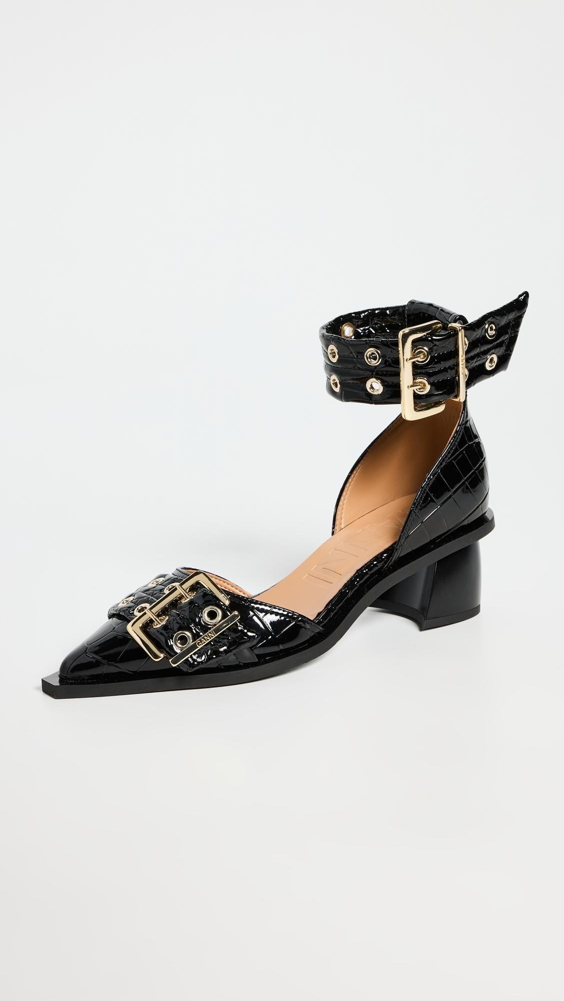 スリッポン GANNI 'Buckle Open Cut Pumps' pumps Black Black Black Chunky Buckle Open Cut Pumps | GANNI US