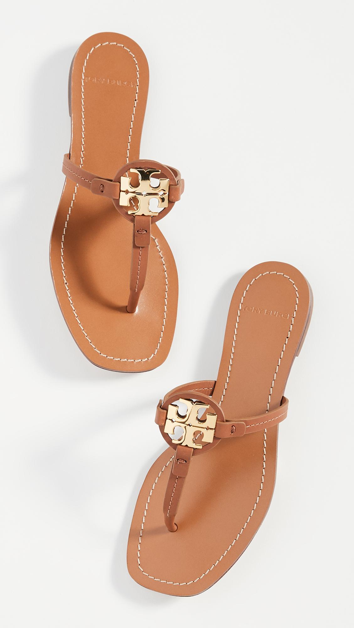 Miller Leather Thong Sandals in Beige - Tory Burch