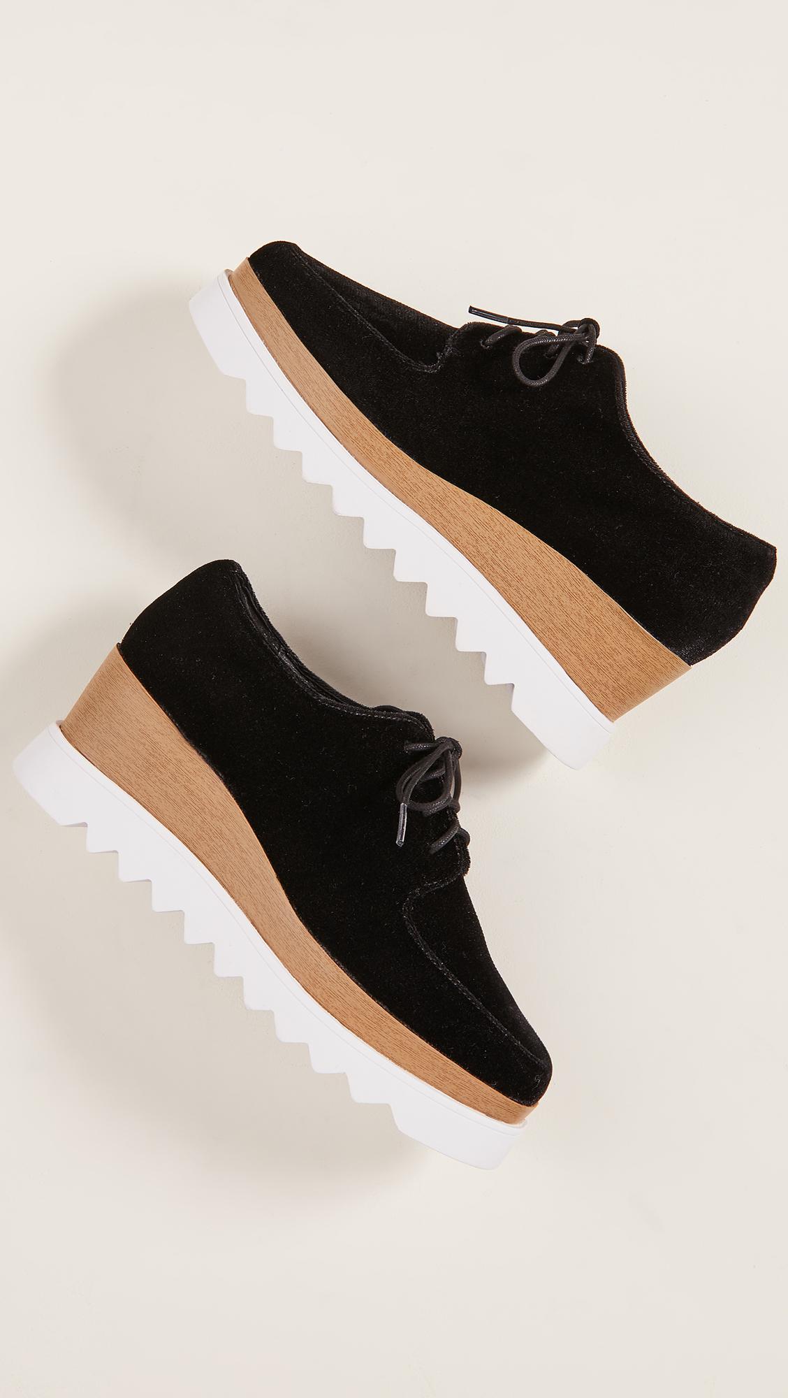 Sol Sana Megan Wedge Velvet Oxfords in Black | Lyst