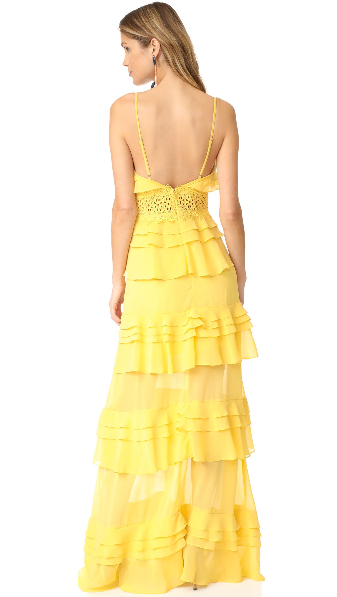 Glamorous Lace Tiered Dress in Yellow - Lyst