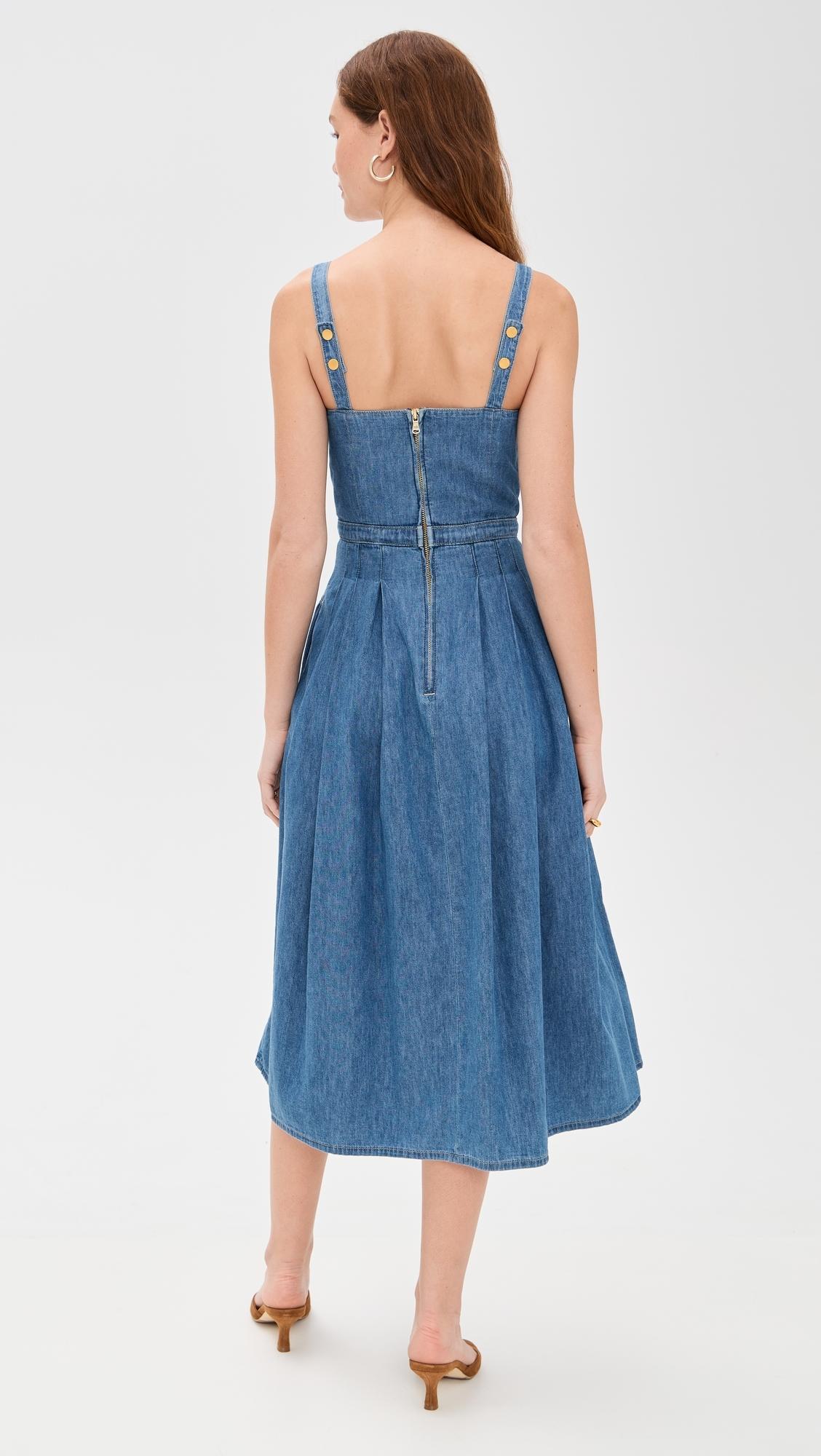 Grey Knee Length Pinafore Dress L'AGENCE Esmeralda Denim Pinafore Midi-Dress  Saks Fifth Avenue