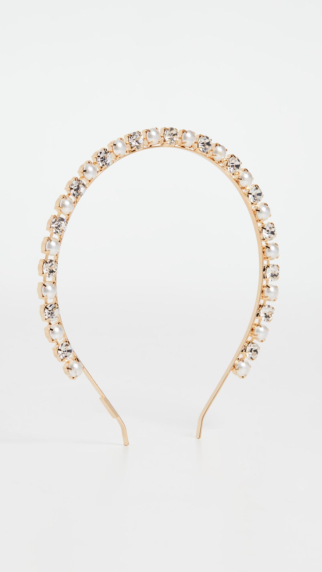 Lelet Glass Pearl & Crystal Headband in Gold/Pearl (Metallic) - Lyst