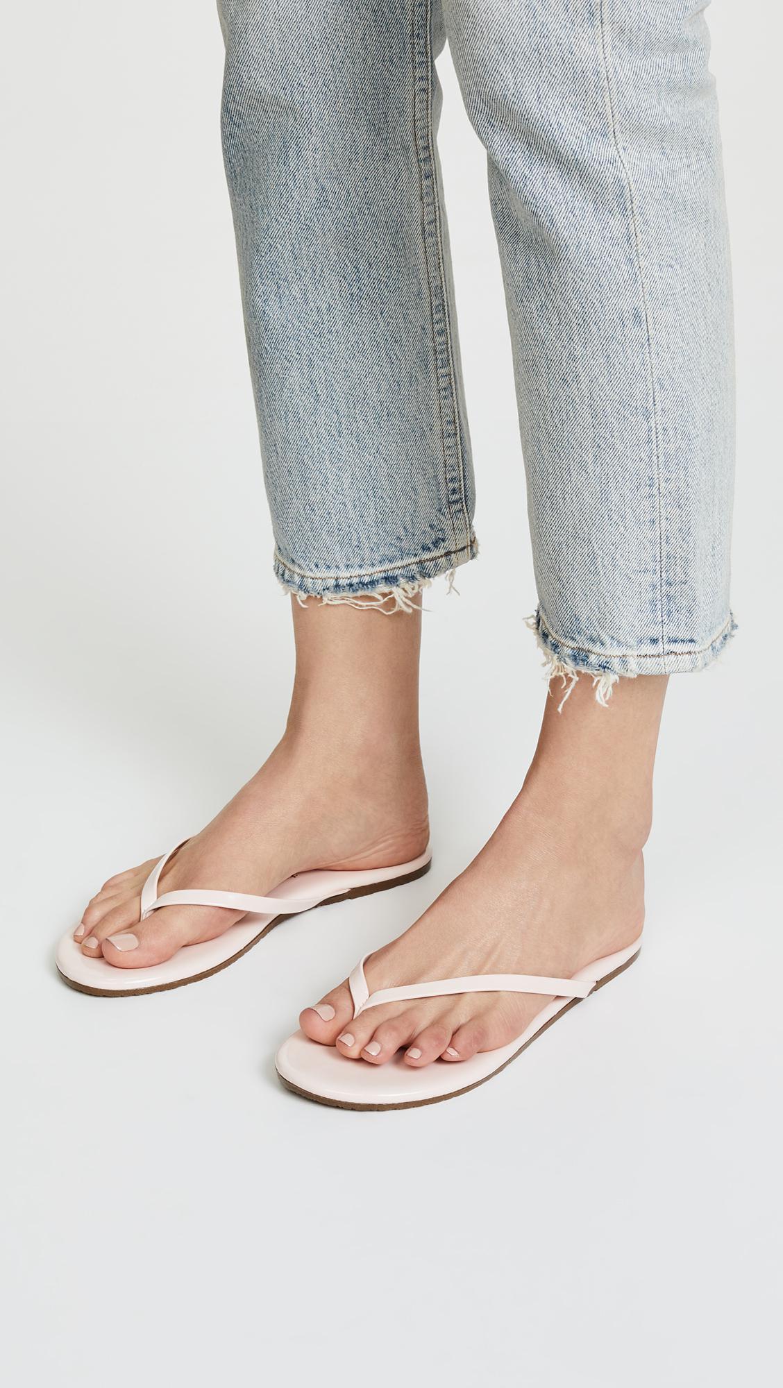 TKEES Leather Glossy Flip Flops - Lyst