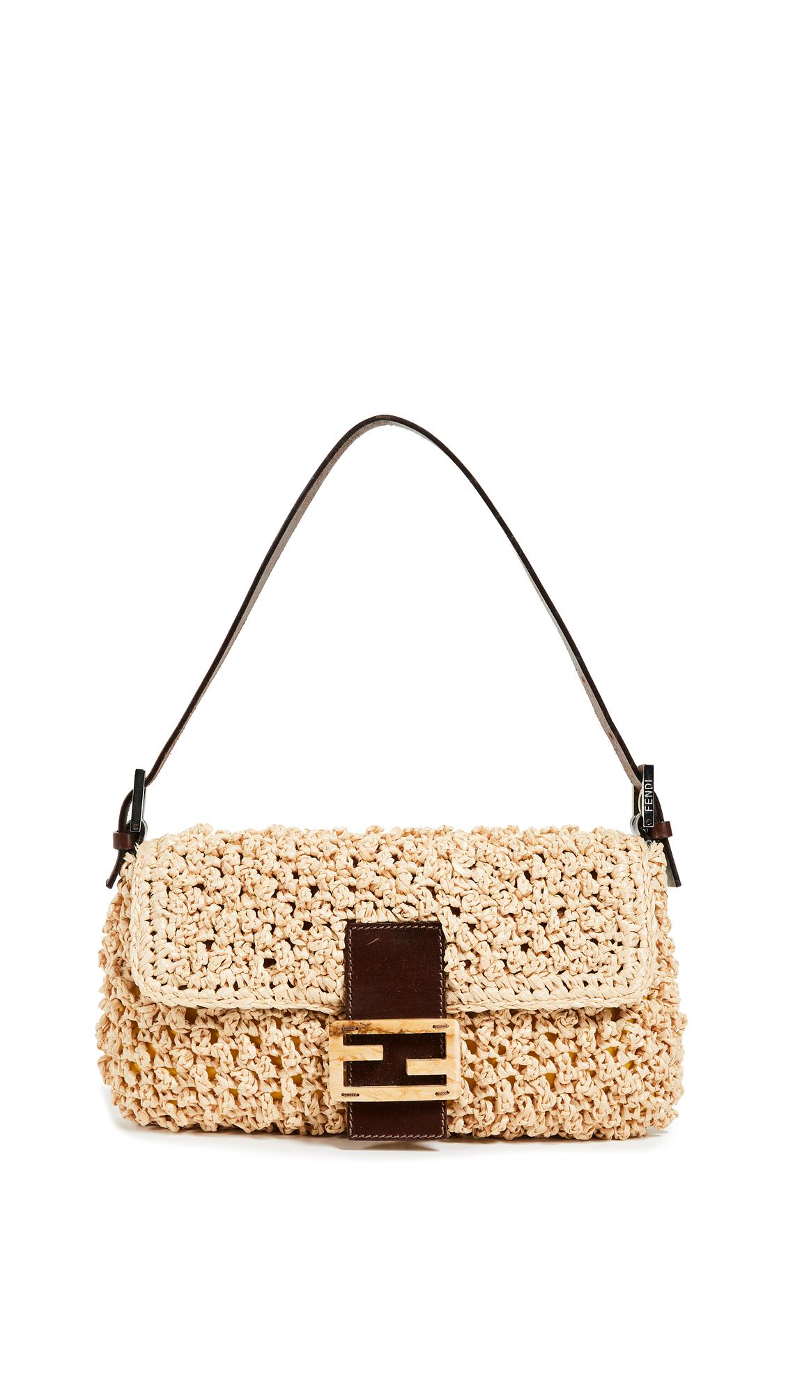 What Goes Around Comes Around Fendi Beige Straw Baguette Bag in Brown | Lyst
