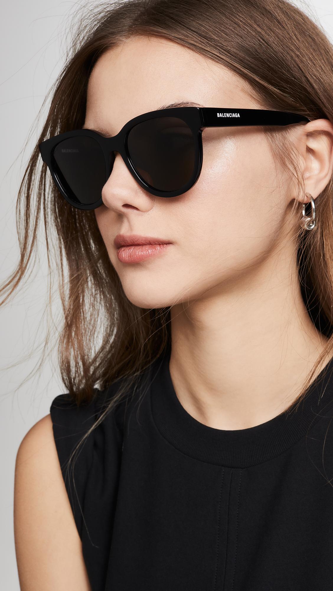 Balenciaga Block Cateye Acetate Sunglasses in Black | Lyst