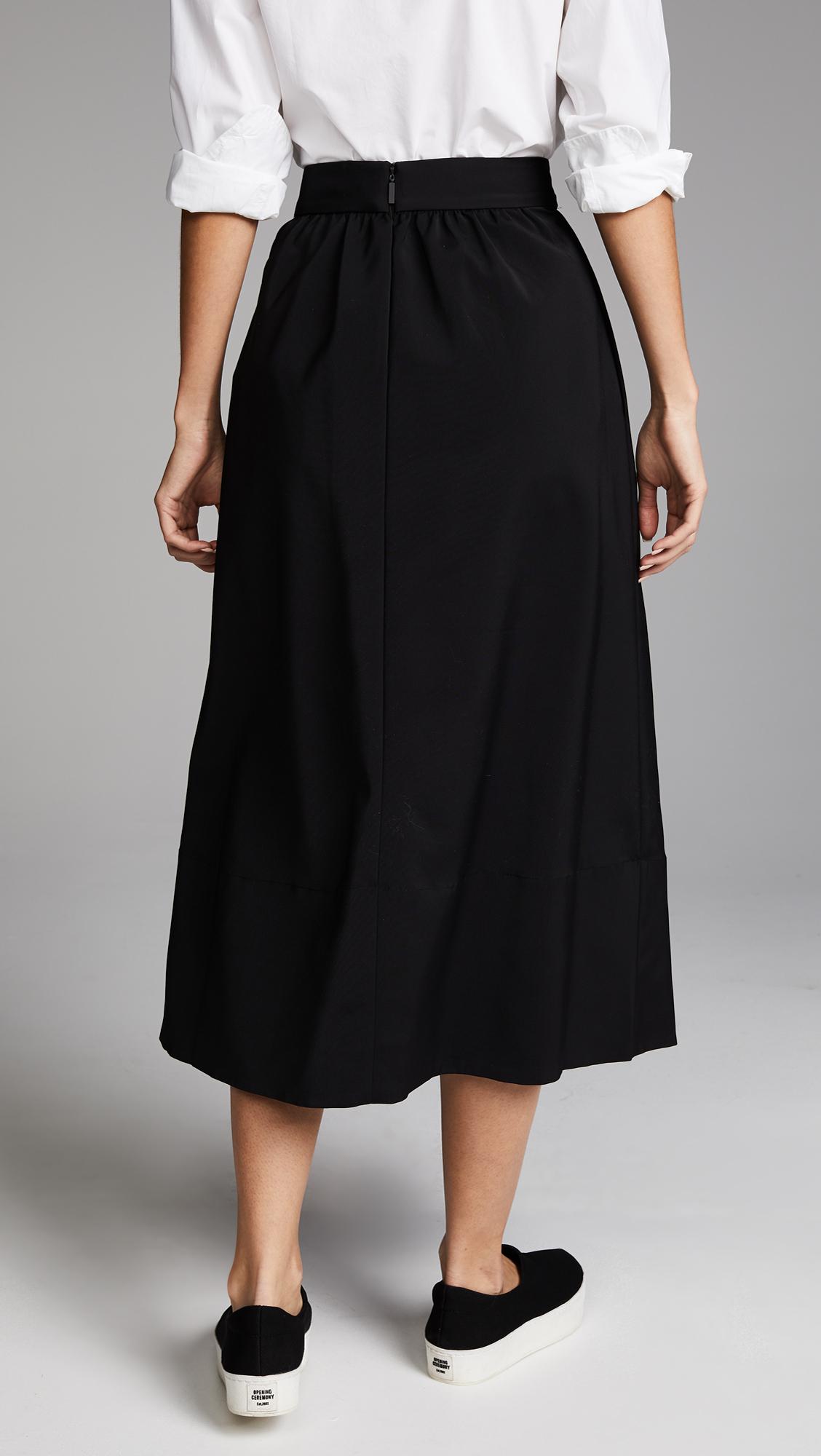 Tibi Synthetic Smocked Waistband Full Skirt in Black - Lyst