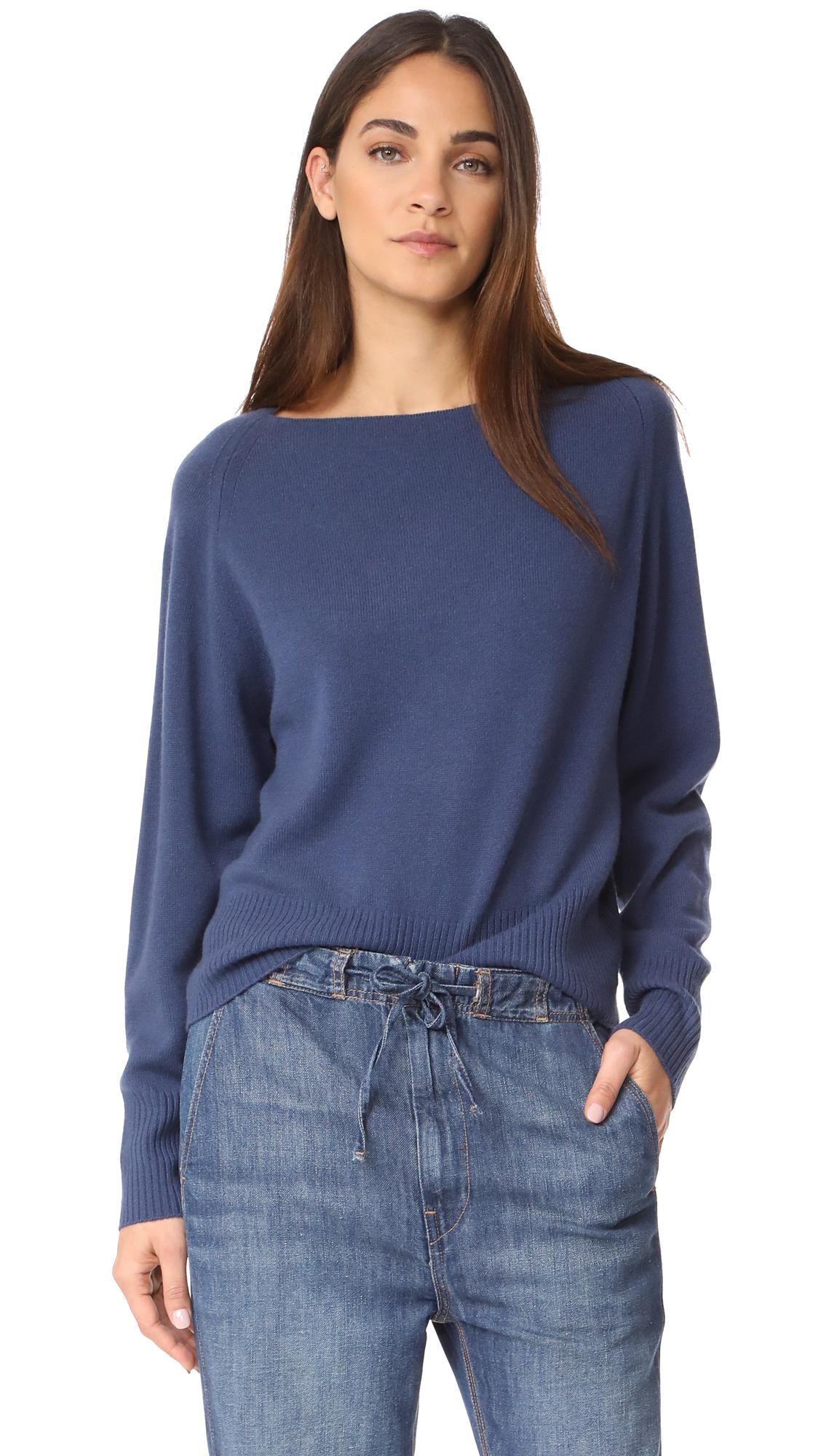 Vince Boat Neck Cashmere Pullover Sweater in Blue - Lyst