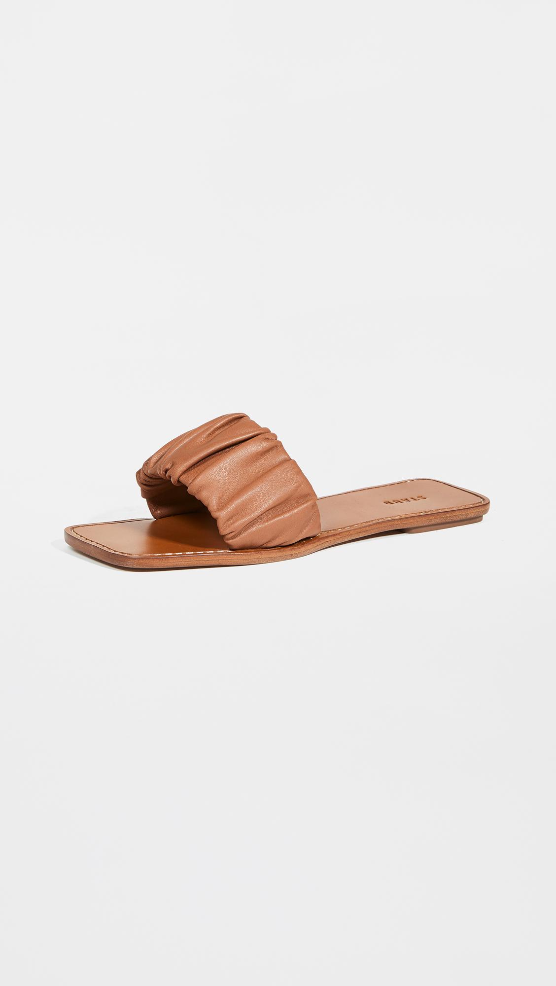 staud amelie leather slides