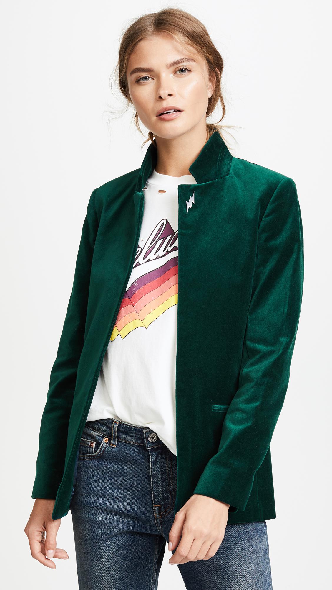 Zadig & Voltaire Volly Velvet Blazer in Green - Lyst