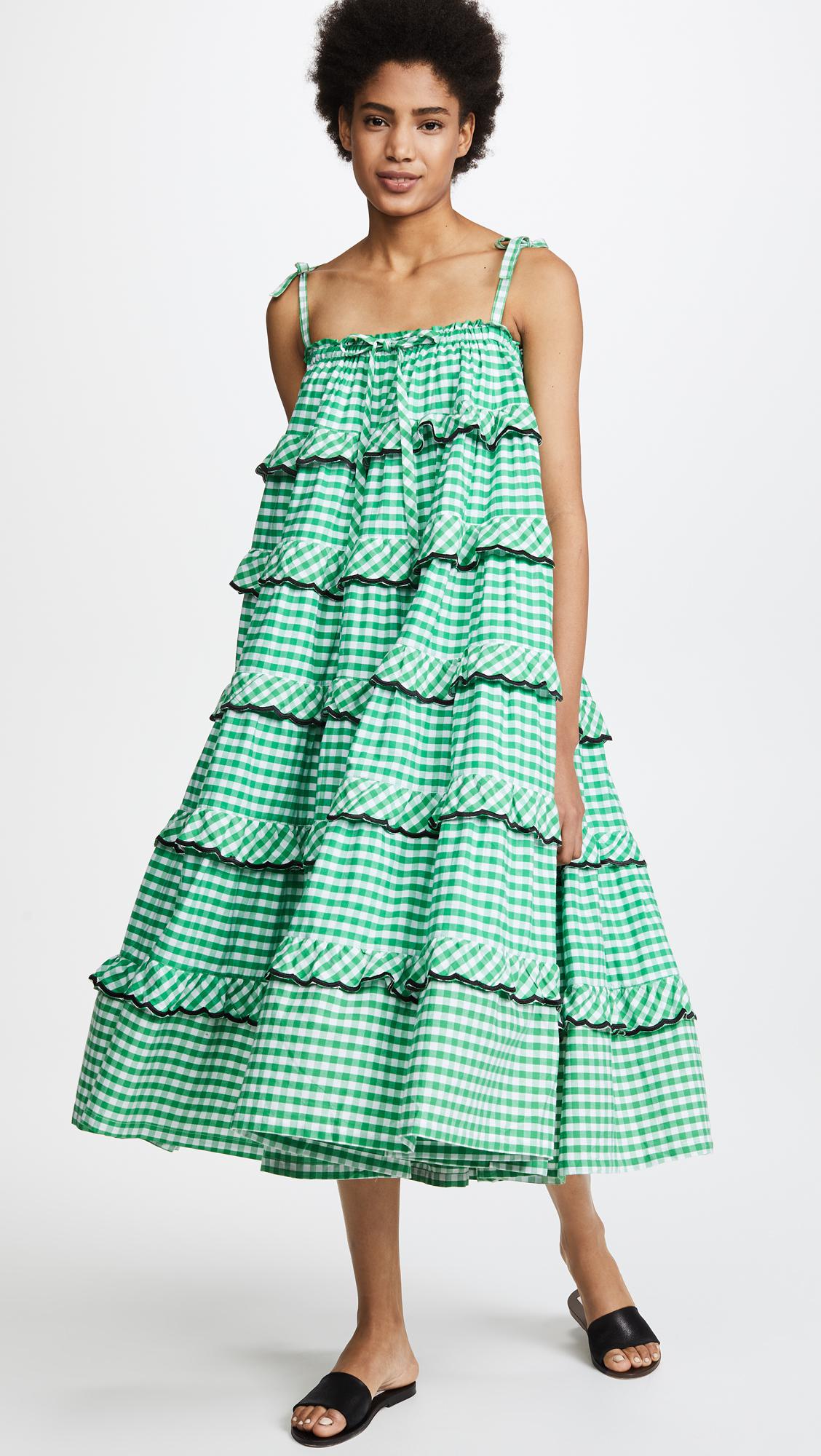 Lyst - Innika Choo Gingham Frill Dress in Green