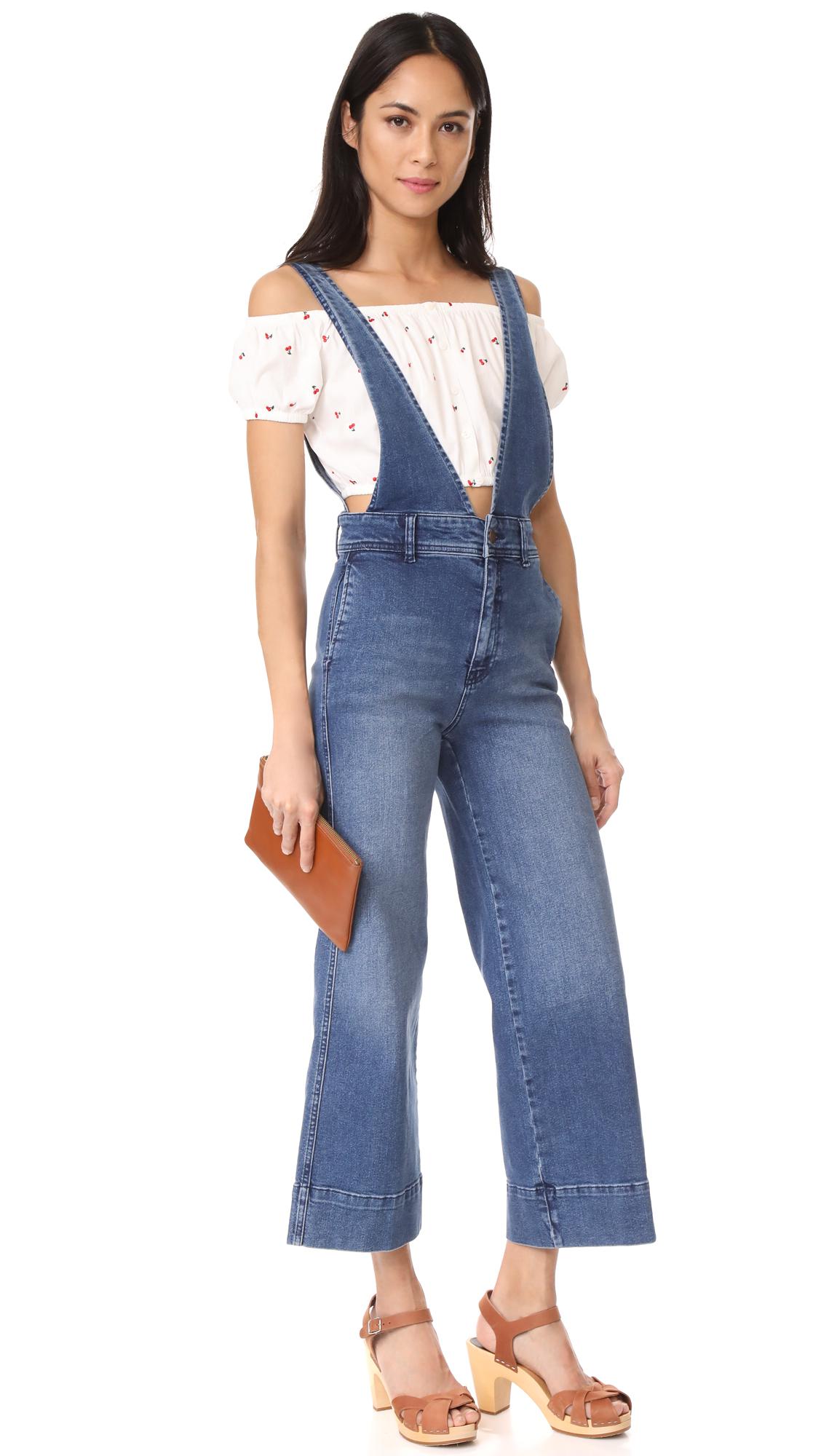 Free People A Line Overalls in Blue | Lyst