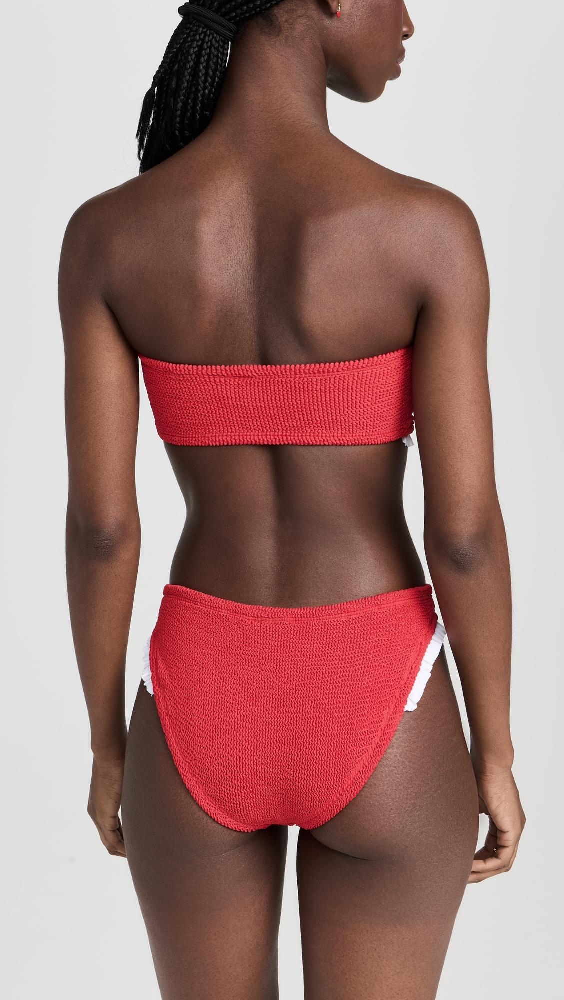 【関税込み】Hunza G レッド Tracey フリル ビキニ Red Tracey Frill Bikini by Hunza G on Sale