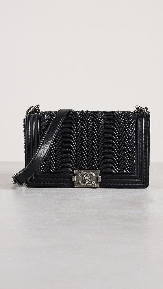 What Goes Around Comes Around Chanel Black Lambskin Pleated Boy