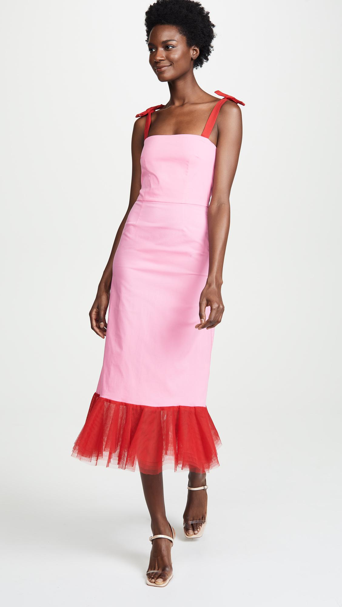 STAUD Cotton Langdon Dress in Pink/Red ...
