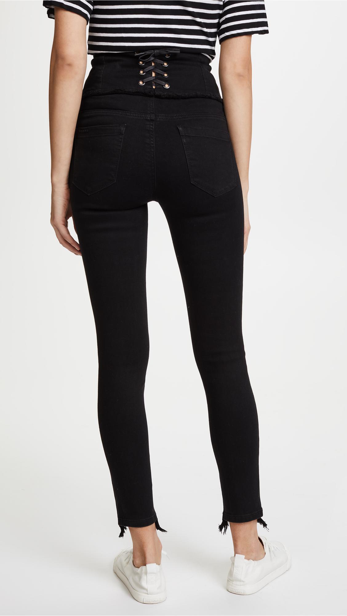 Blank NYC High Rise Corset Skinny Jeans in Black - Lyst