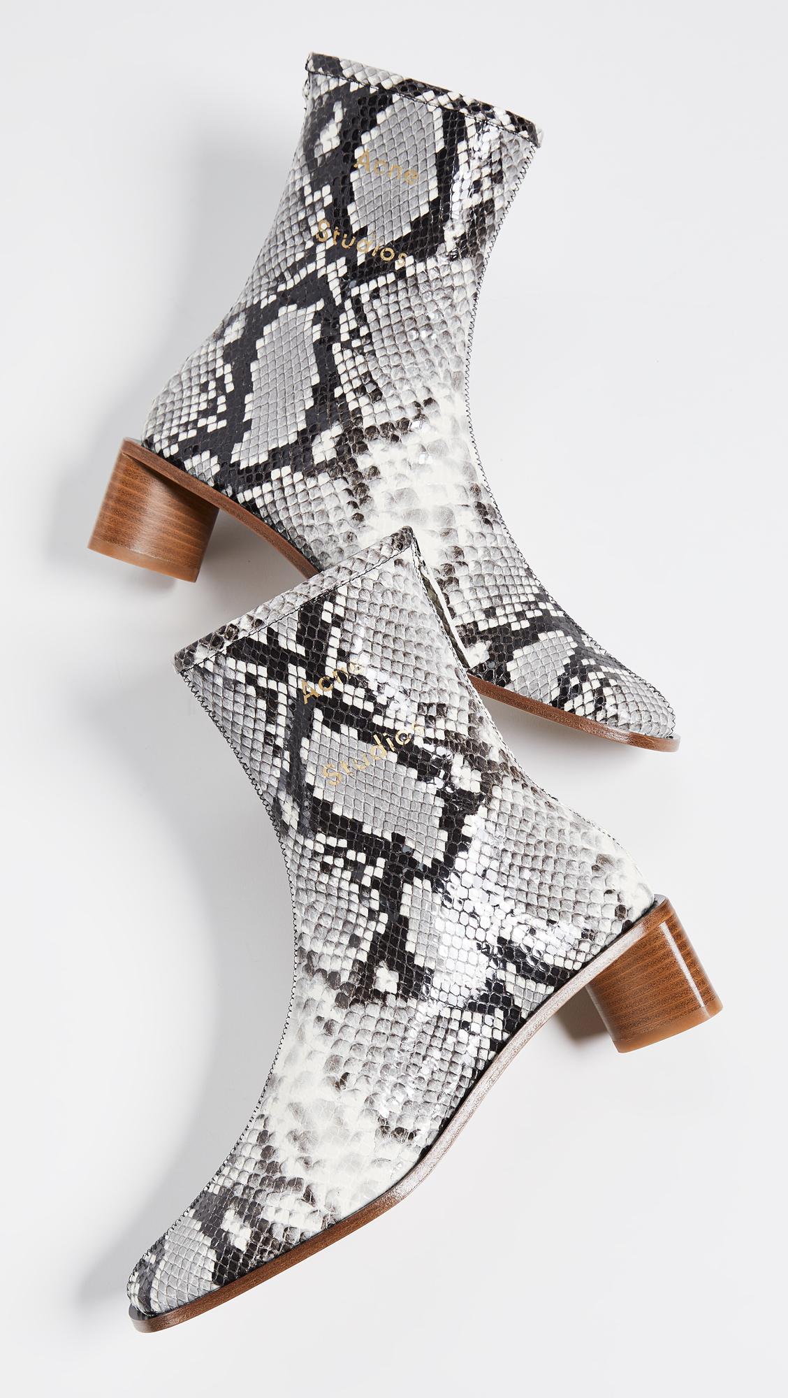 Acne Studios Beige Snake Ankle Boots