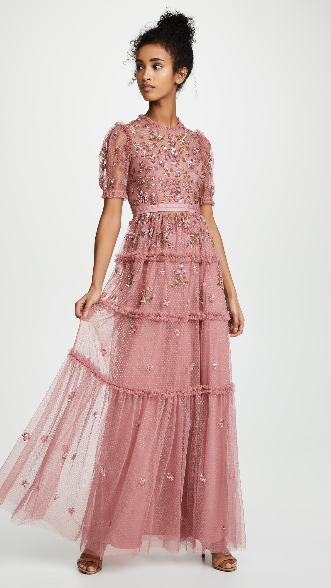 carnation sequin gown