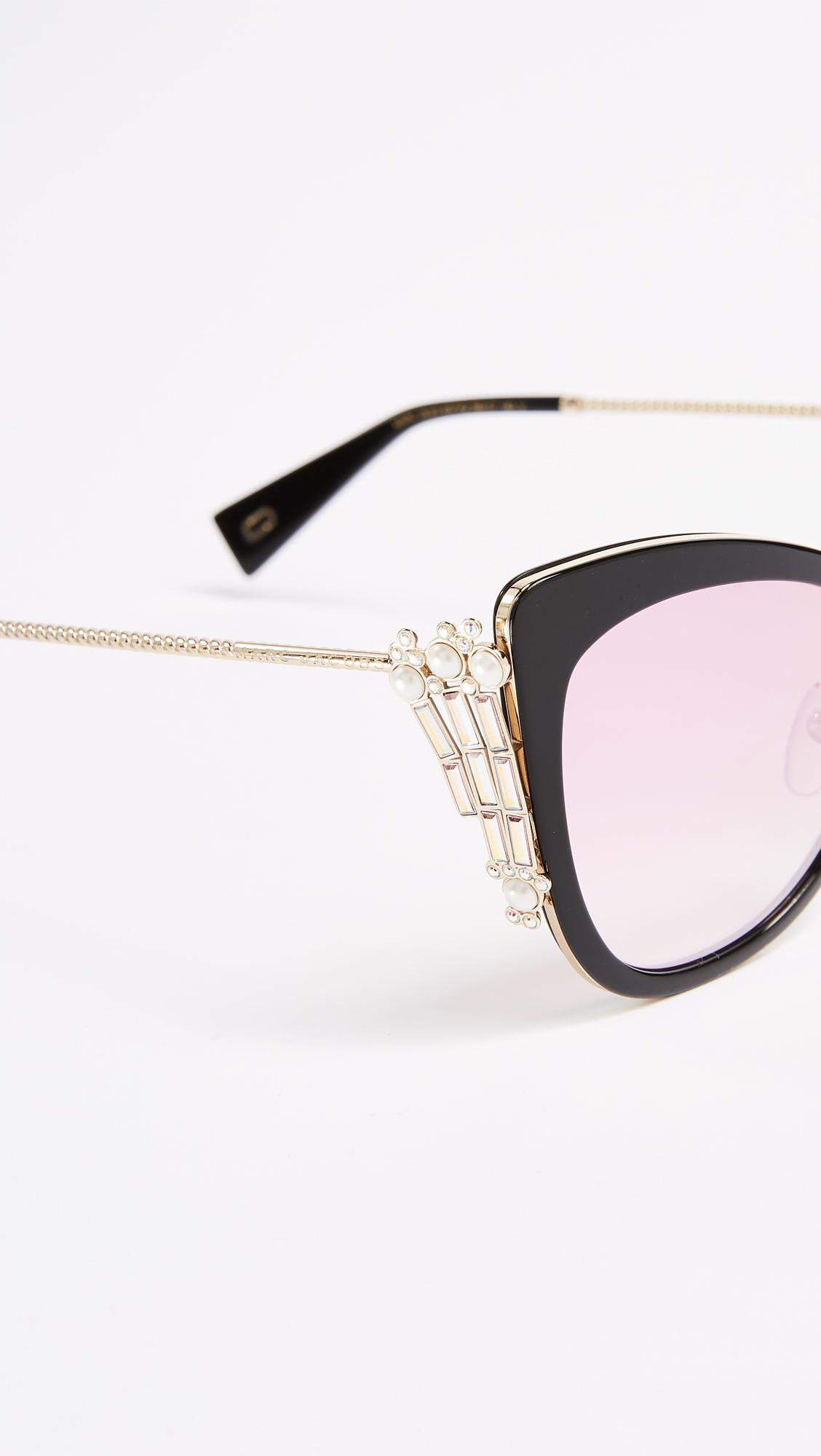 Marc Jacobs Crystal Embellished Cat Eye Sunglasses | Lyst