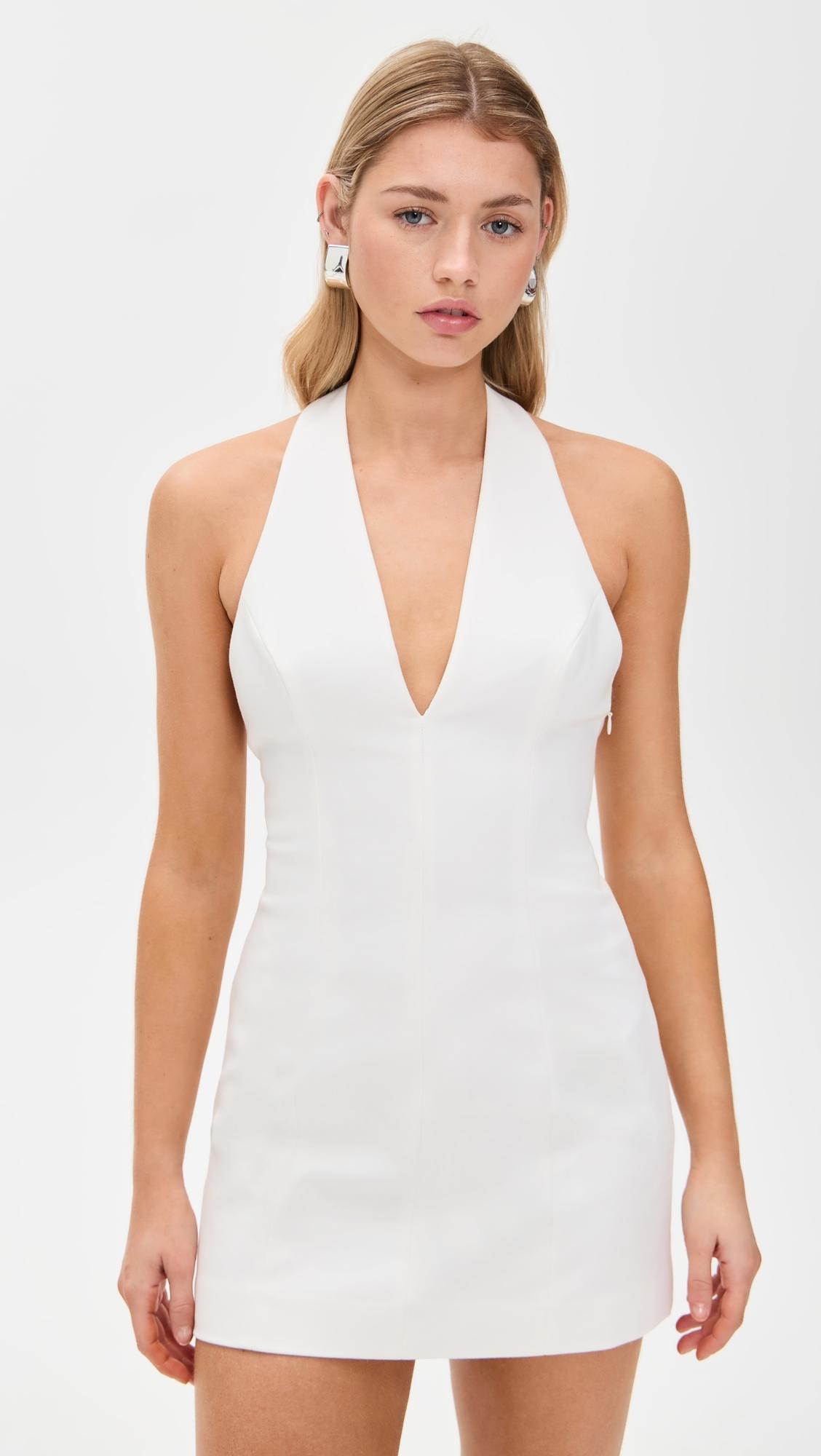 Misha The Pearl Sateen Mini Dress in White | Lyst