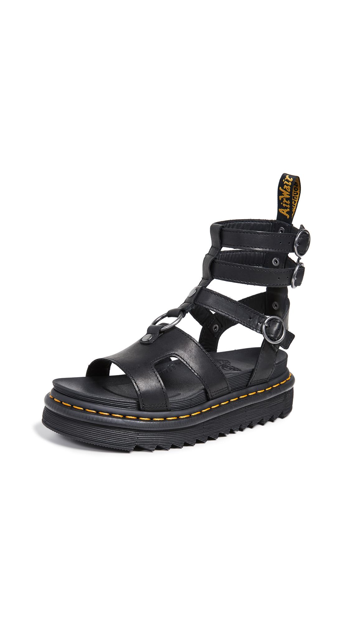 dr martens adaira gladiator leather chunky sandals in black