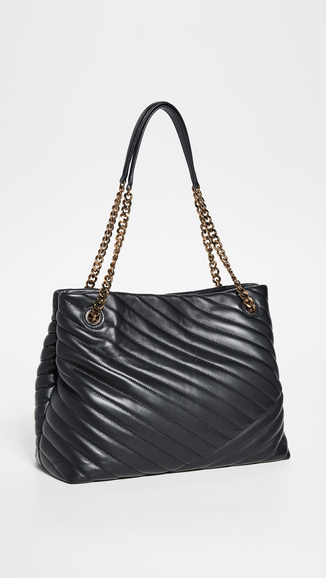 Tory Burch Kira Chevron Leather Tote in Black Lyst