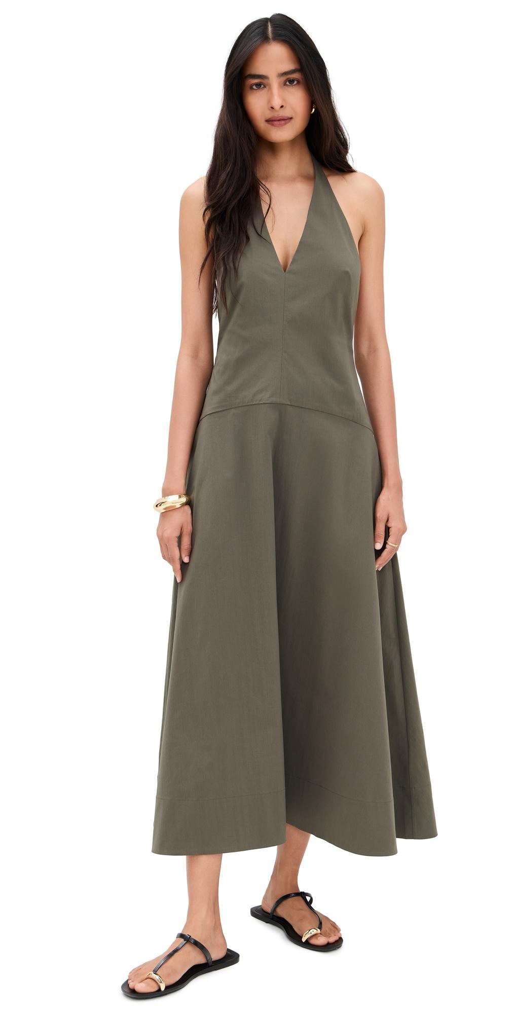 St. Agni Halter Plunge Dress in Green | Lyst St. Agni Halter Plunge Dress in Green | Lyst