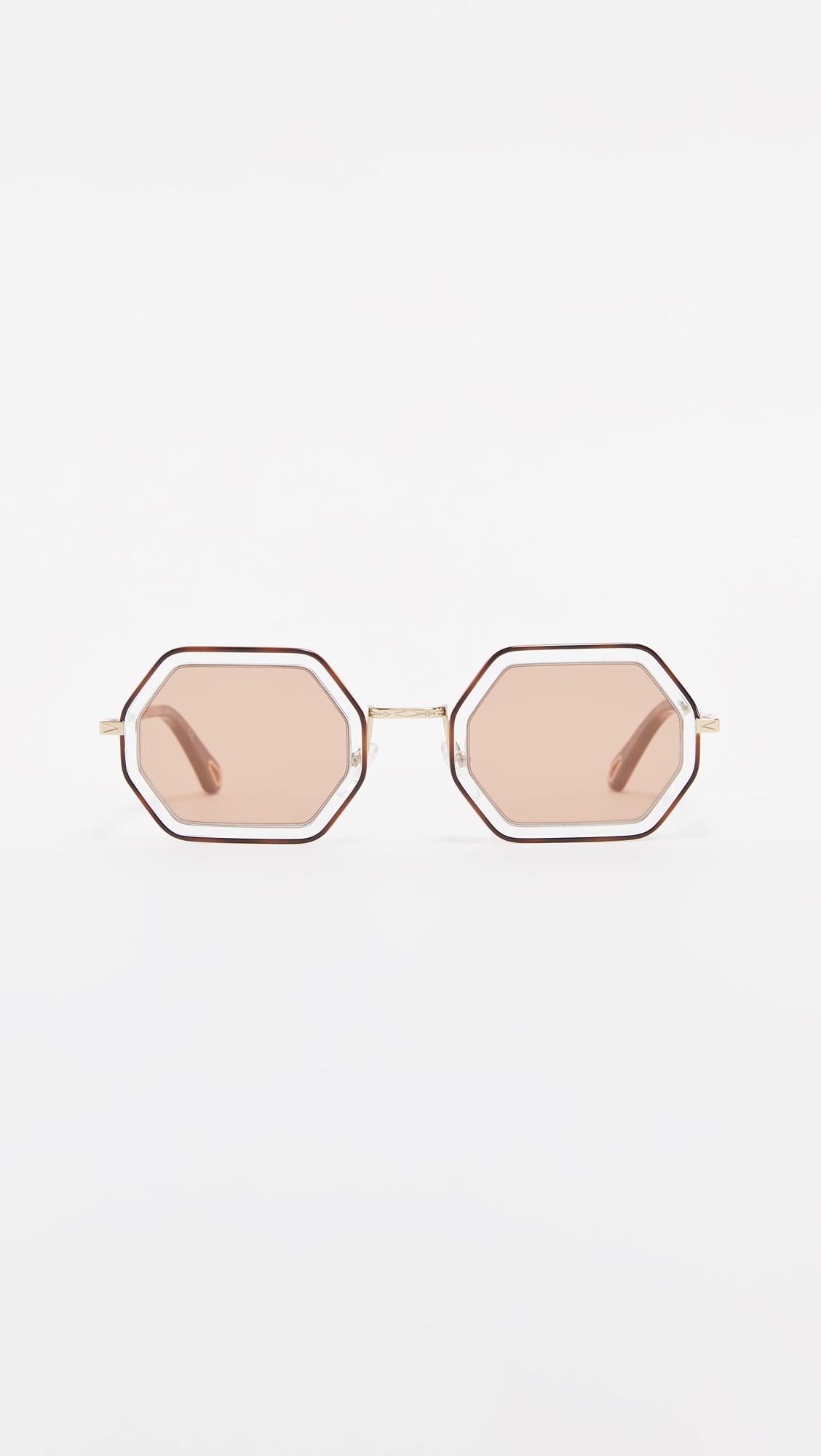 Chloé Tally Rectangular Sunglasses in Brown | Lyst UK