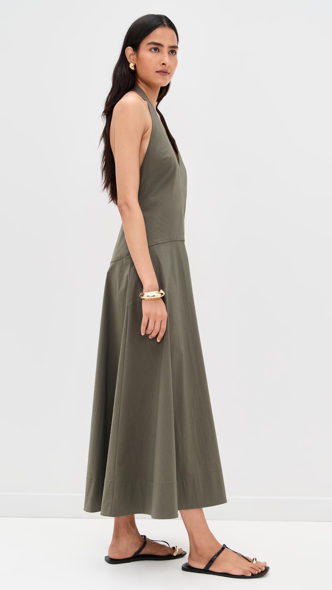 St. Agni Halter Plunge Dress in Green | Lyst