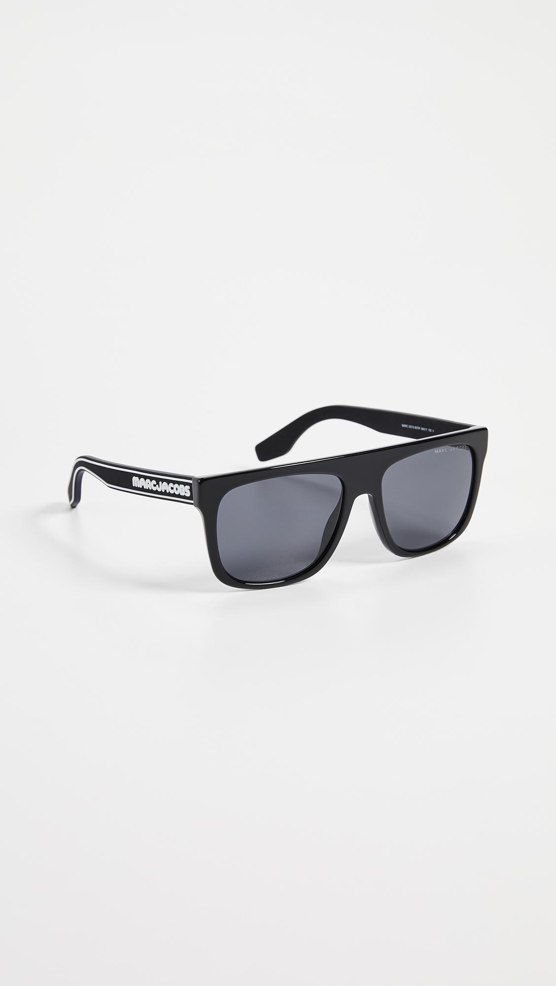 Marc Jacobs Sport Flat Top Sunglasses in Black | Lyst