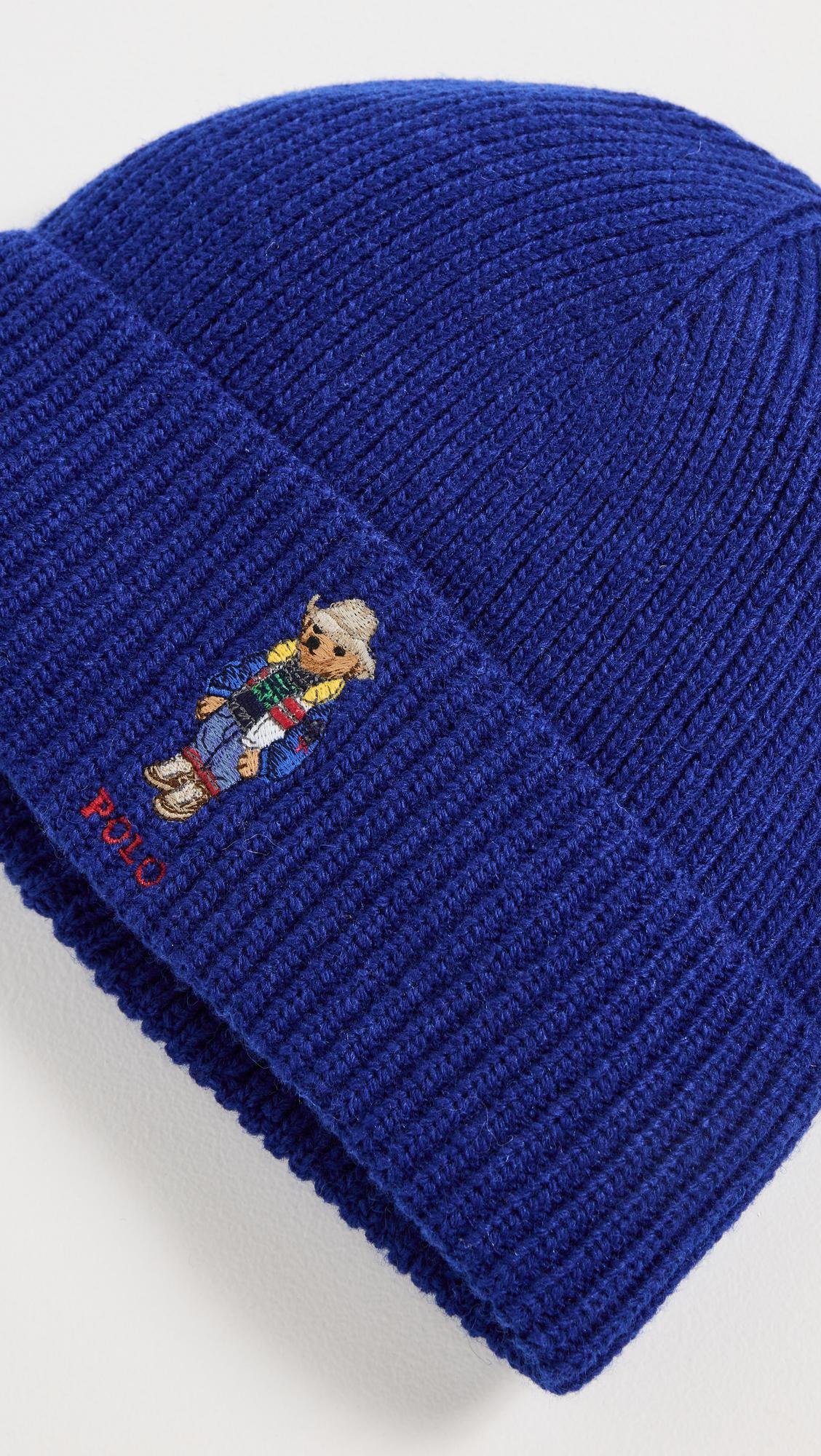 Polo Ralph Lauren Solid Holiday Bear Beanie in Blue for Men | Lyst