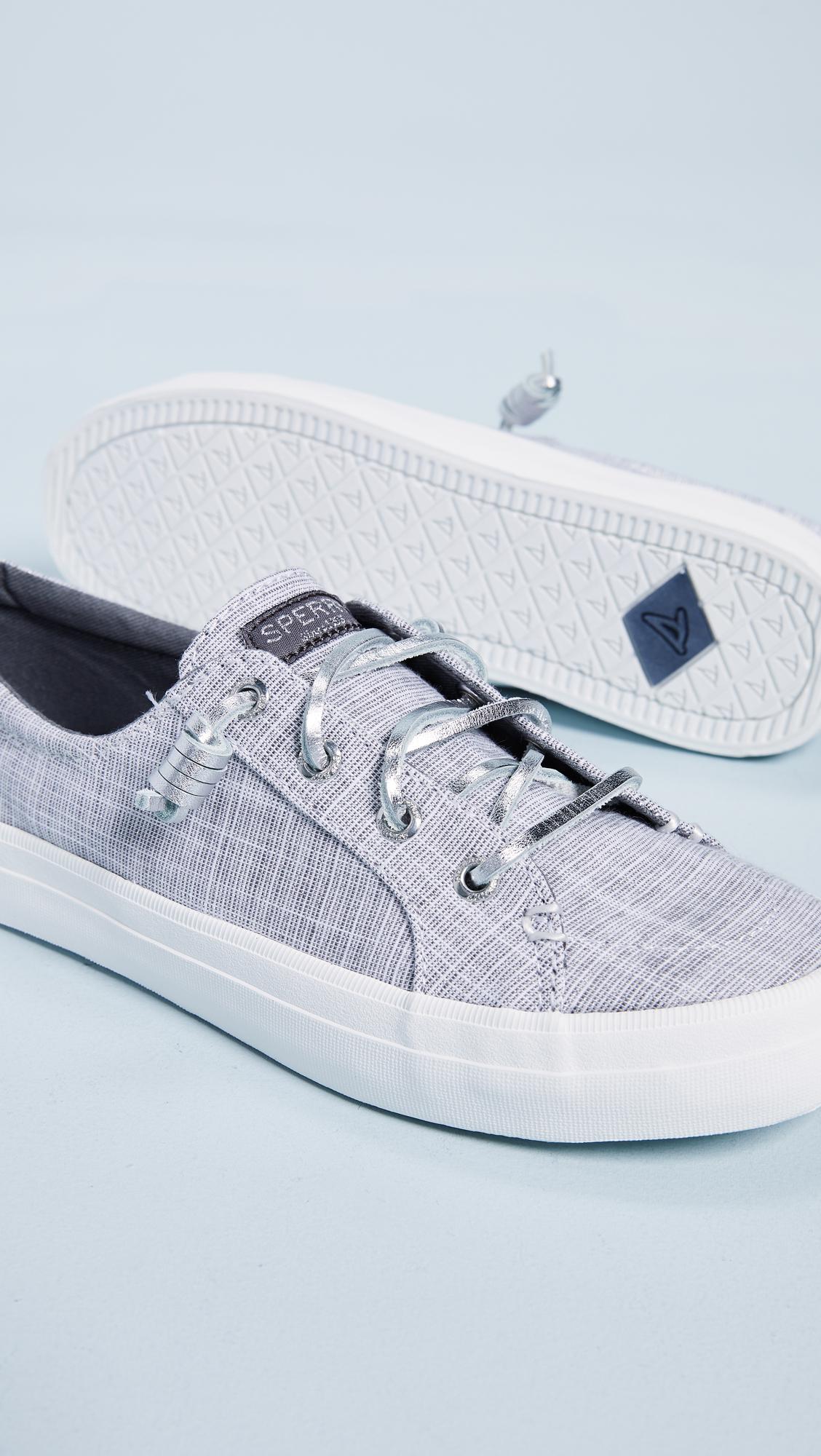 sperry crest vibe metallic silver