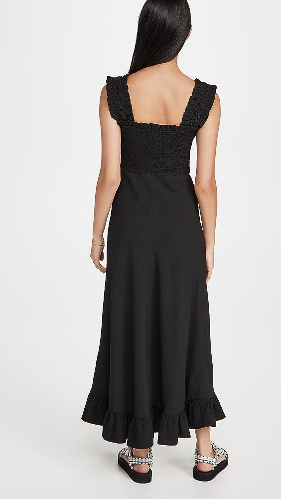 Ganni Heavy Crepe Maxi Dress in Black | Lyst