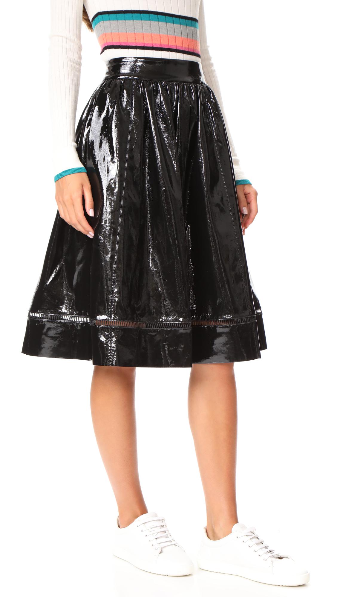 alice and olivia black leather skirt