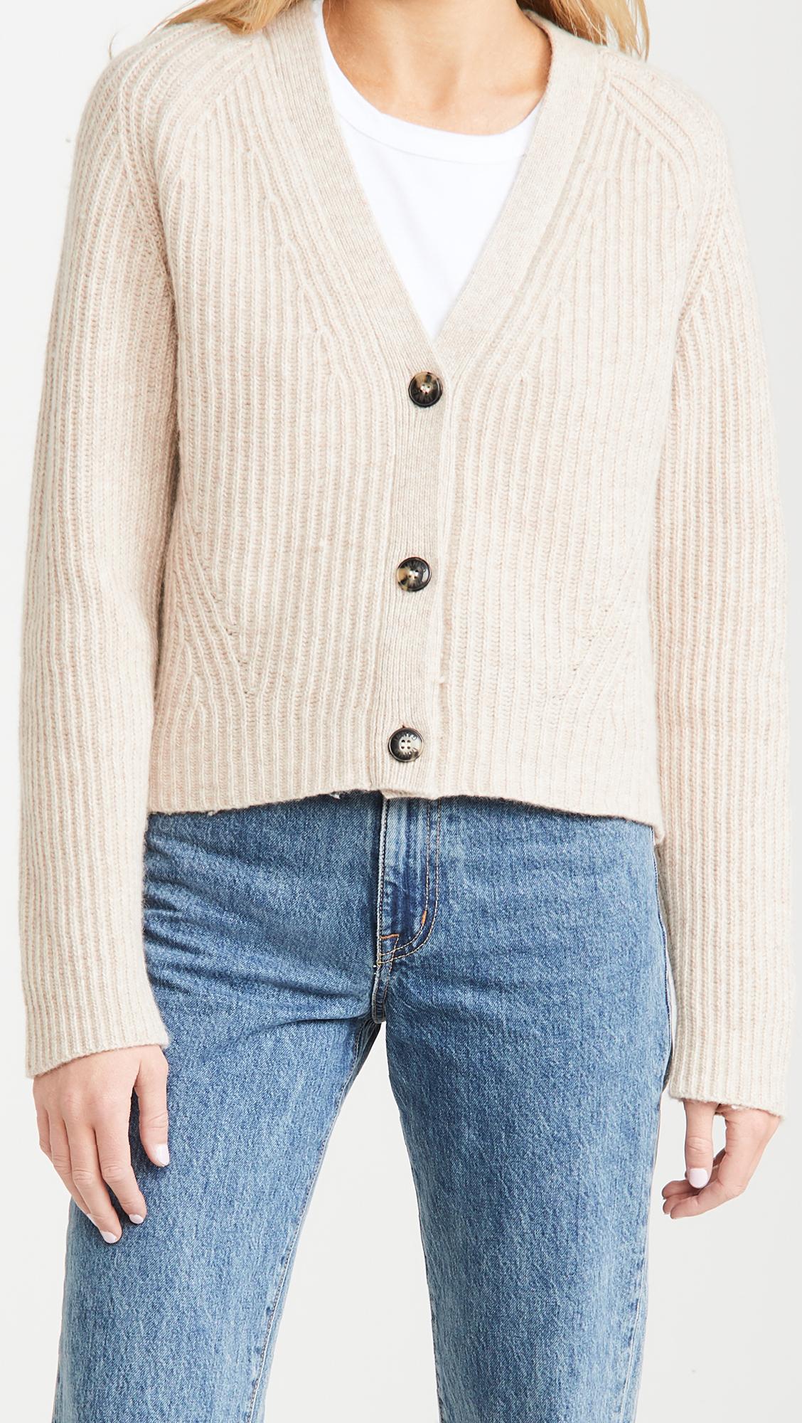 button front rib knit cardigan with camisole