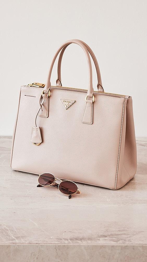 What Goes Around Comes Around Prada Pink Saffiano Executive Large Tote in  Natural