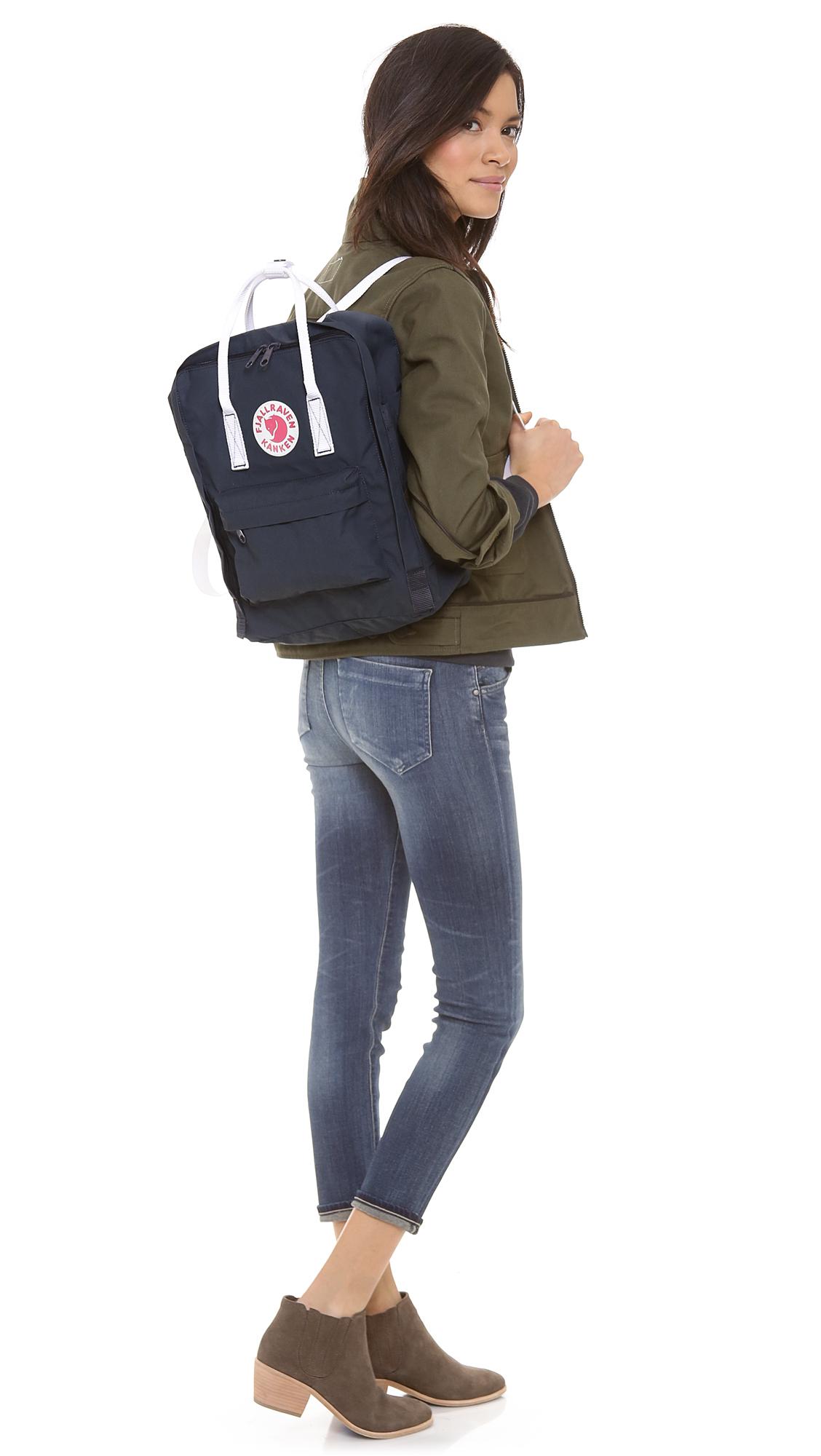 navy and white kanken