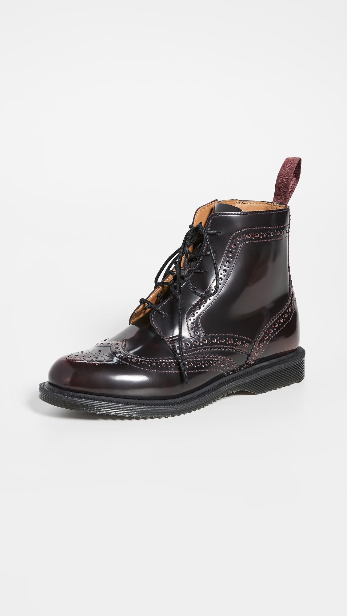 Dr. Martens Delphine 6 Eye Brogue Boots in Black | Lyst