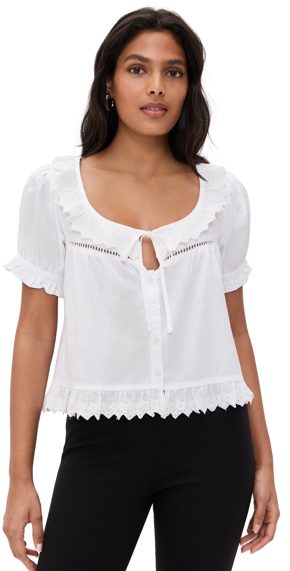 Damson Madder Harling Broderie Blouse in White | Lyst