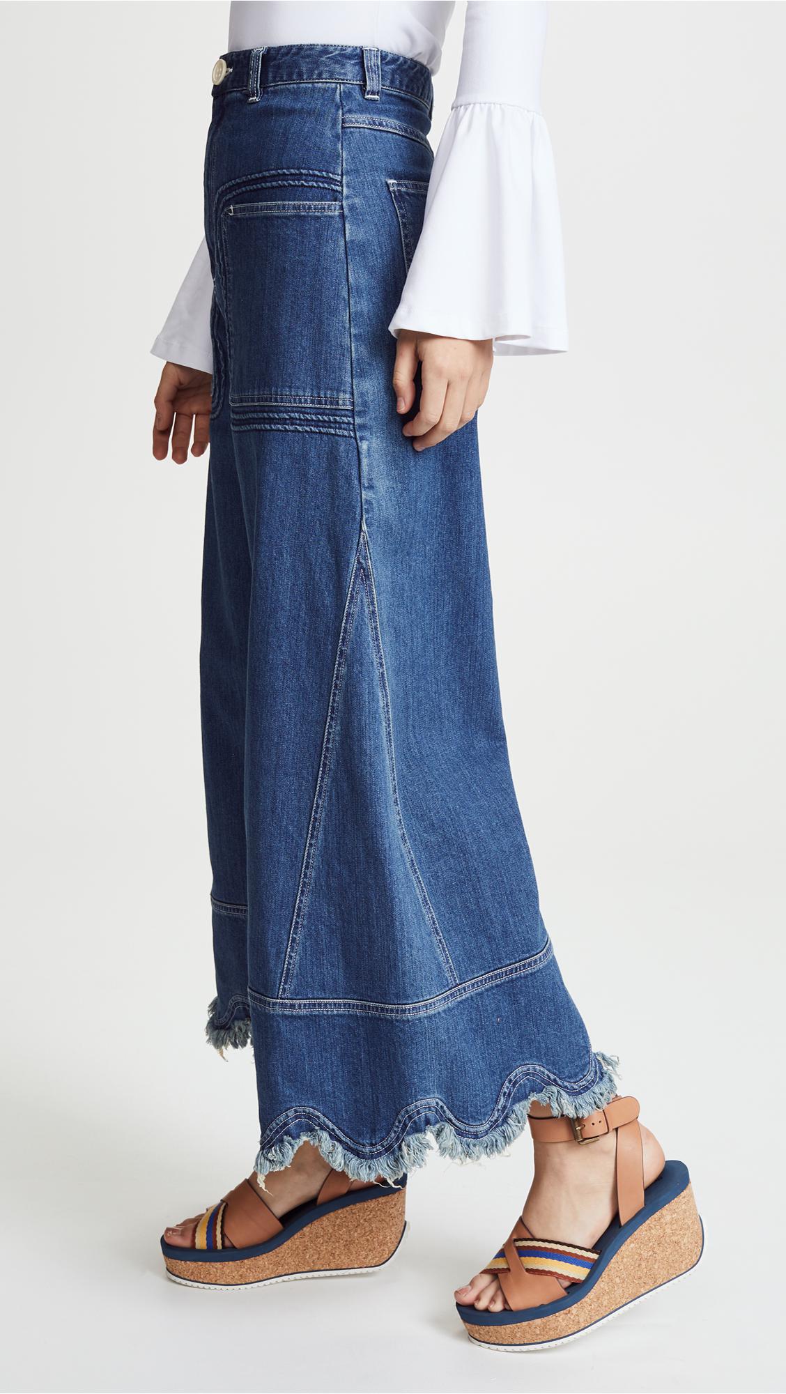 See By Chloé Scallop Jeans in Blue | Lyst