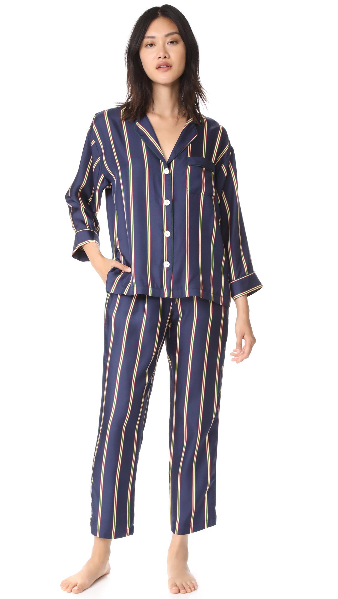 Lyst - Sleepy Jones Silk Marina Pajama Pants in Blue