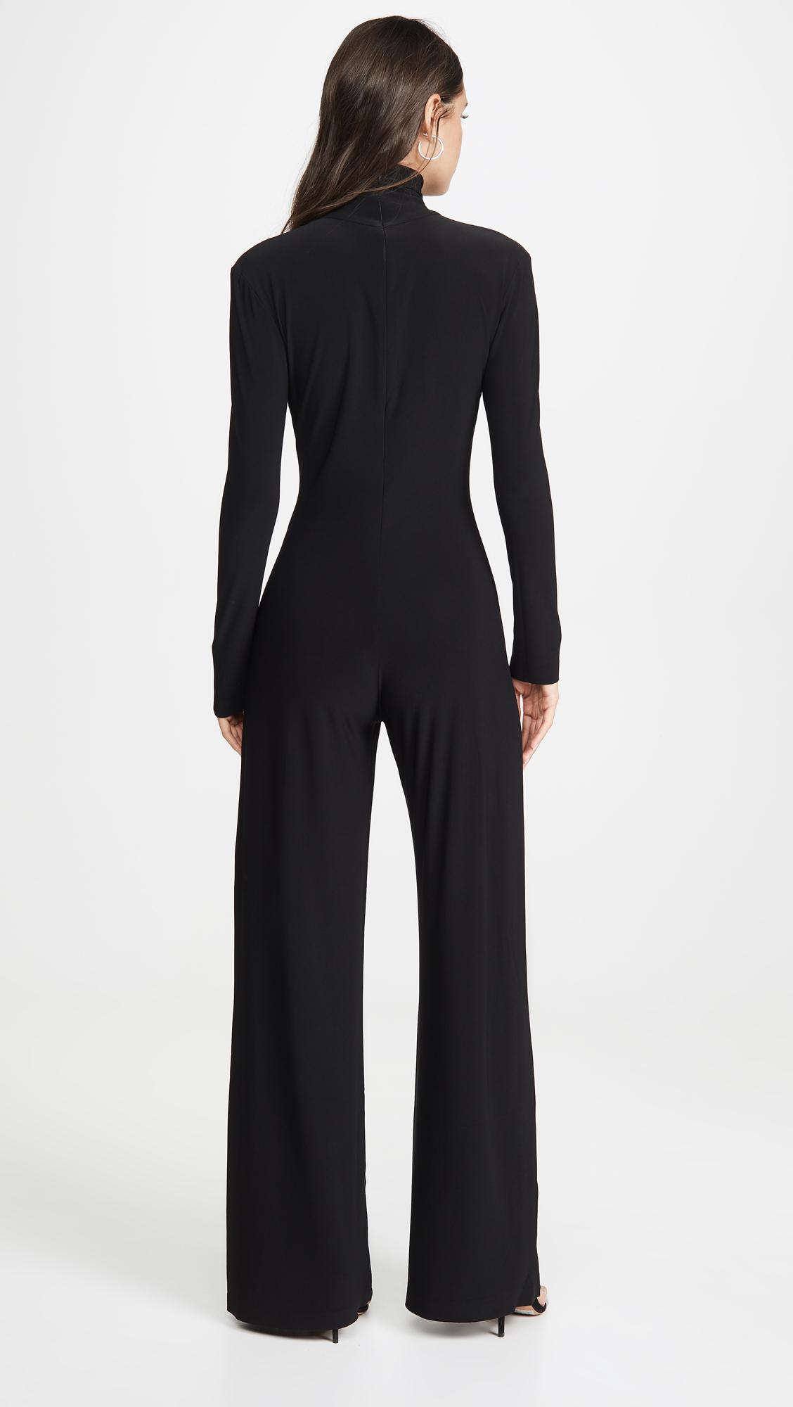 Norma Kamali Synthetic Long Sleeve Turtleneck Jumpsuit in Black - Lyst