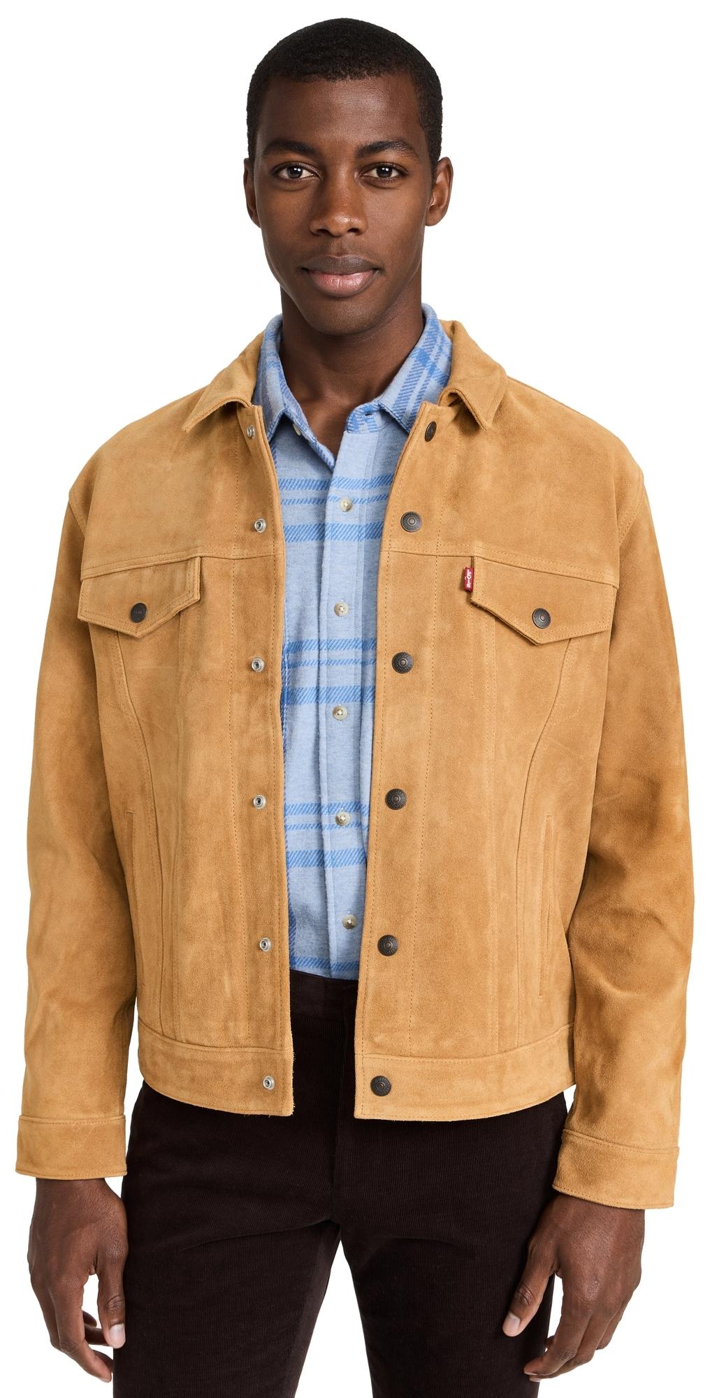 Men's levi's suede trucker jacket sale