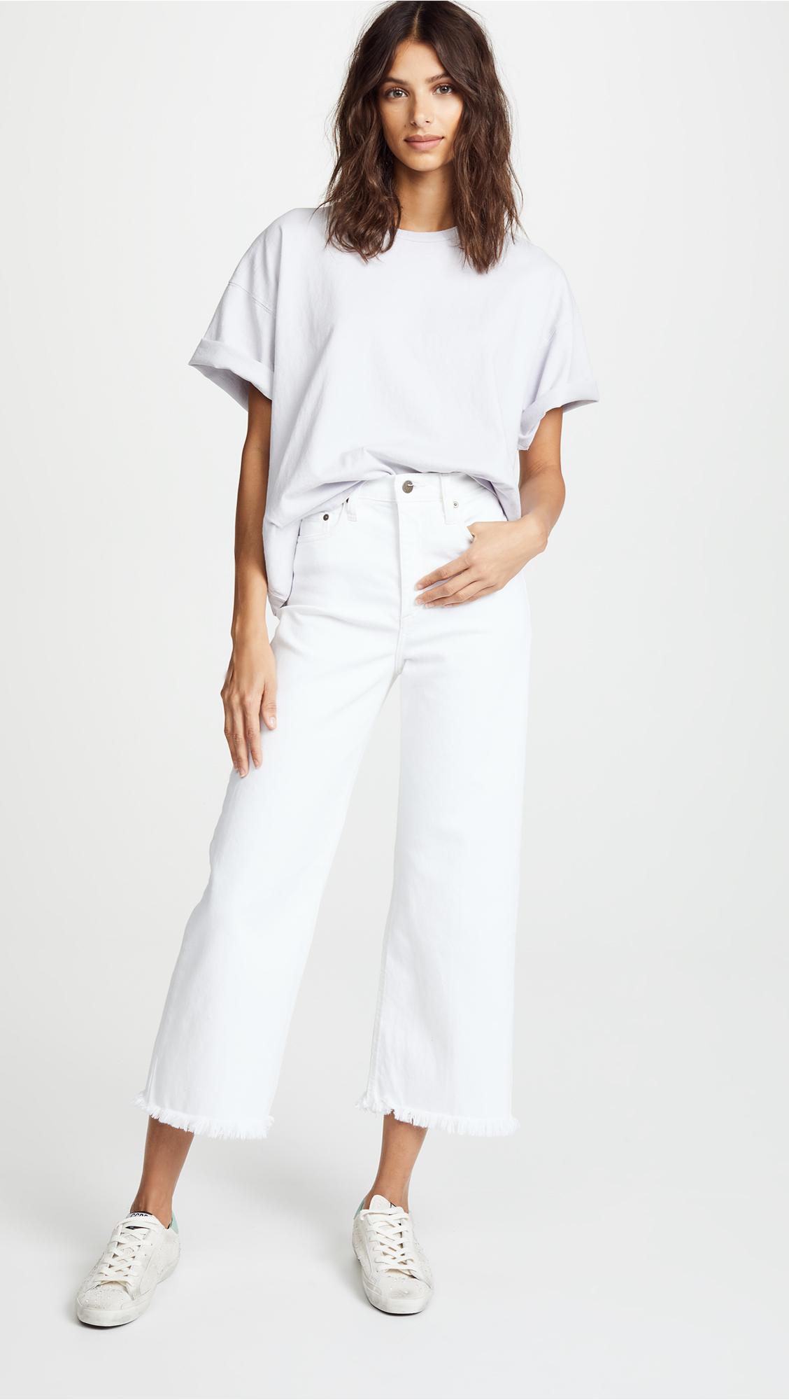 high waisted white jeans wide leg
