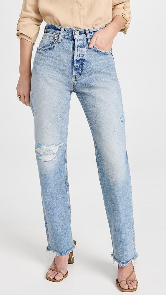 Moussy Mv Brighton Wide Straight Jeans in Blue | Lyst
