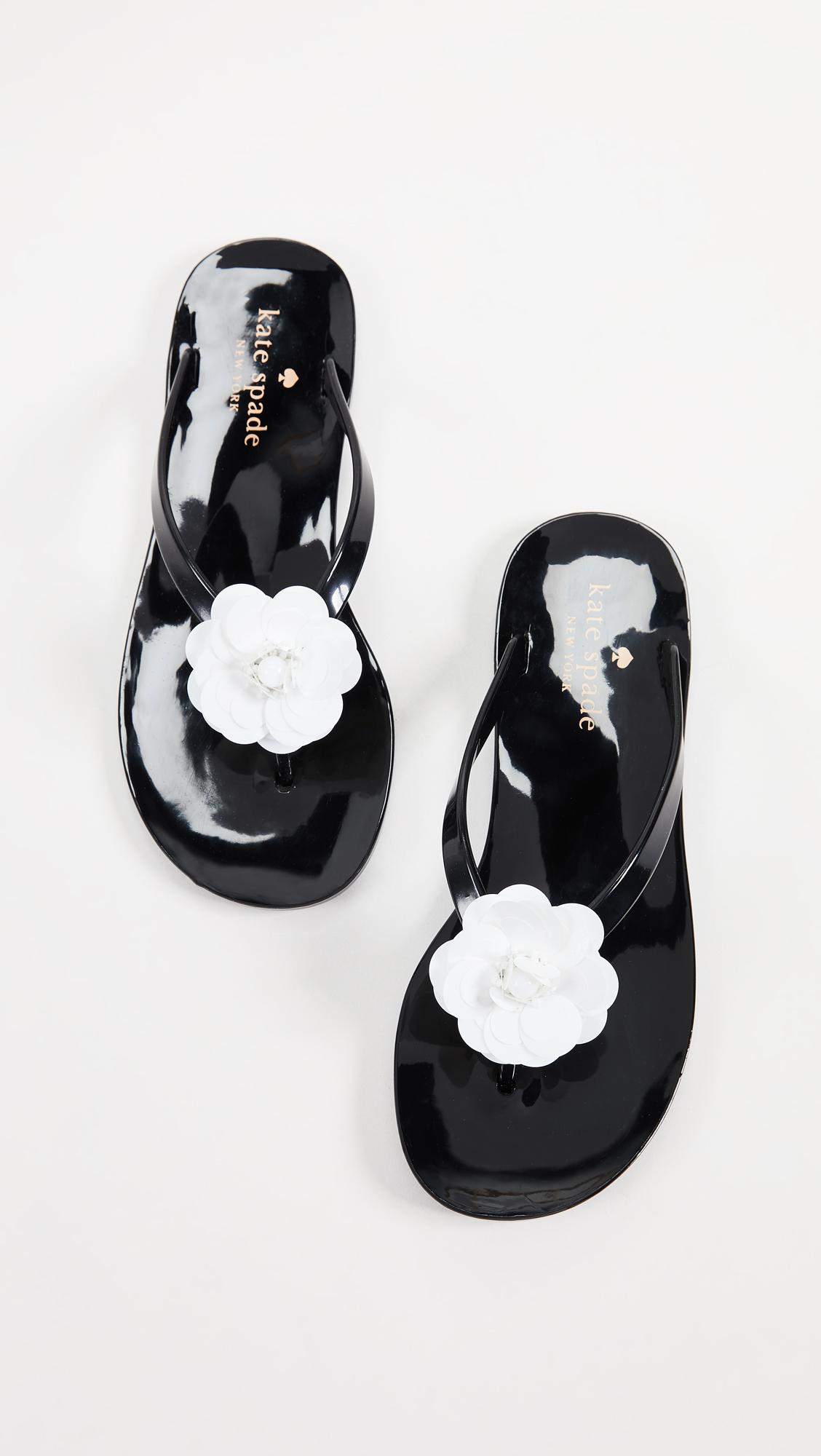 Kate Spade Fiorina Floral Jelly Flip Flops in Black | Lyst