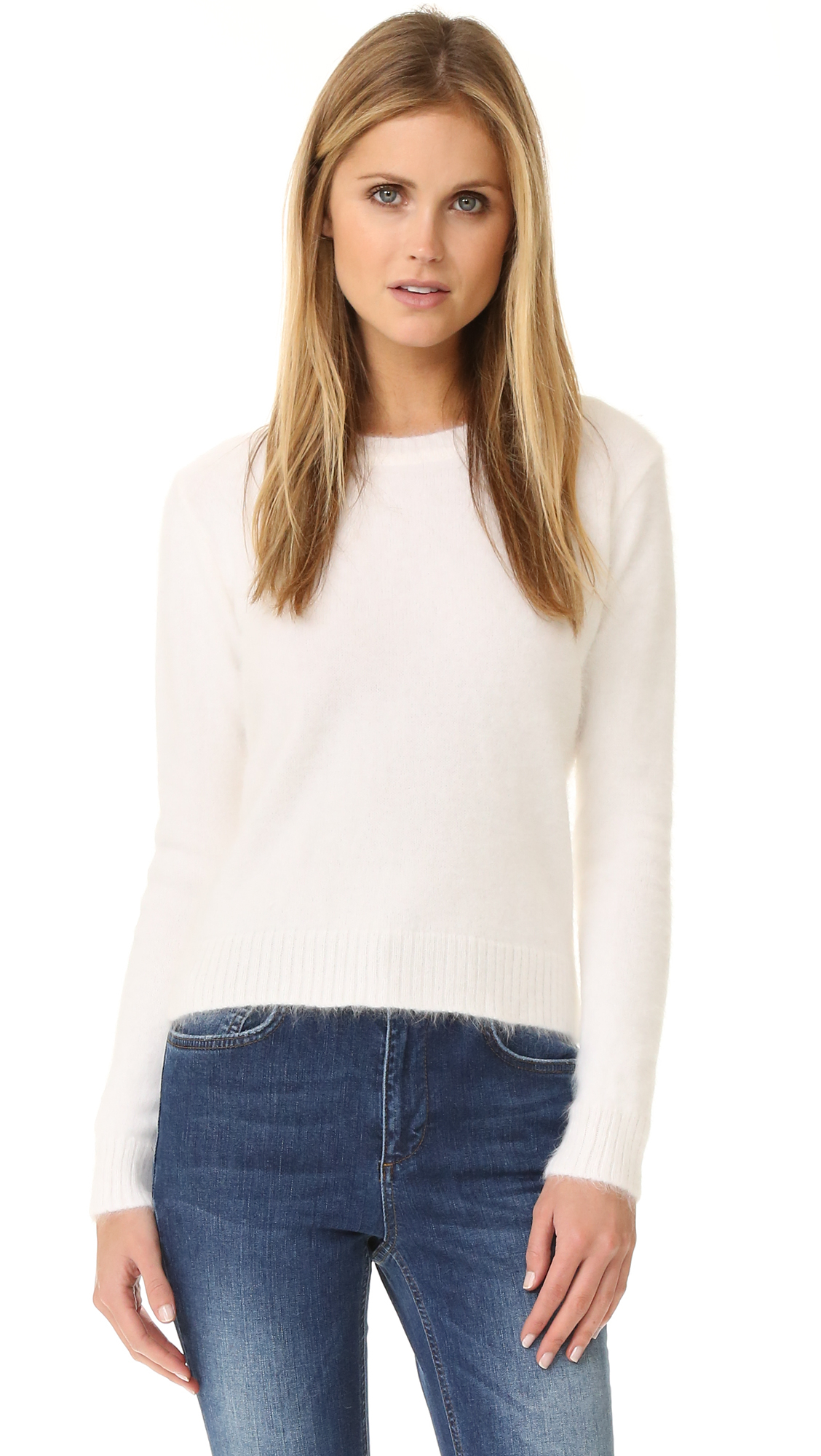 Anine Bing Synthetic Fuzzy Sweater in White - Lyst