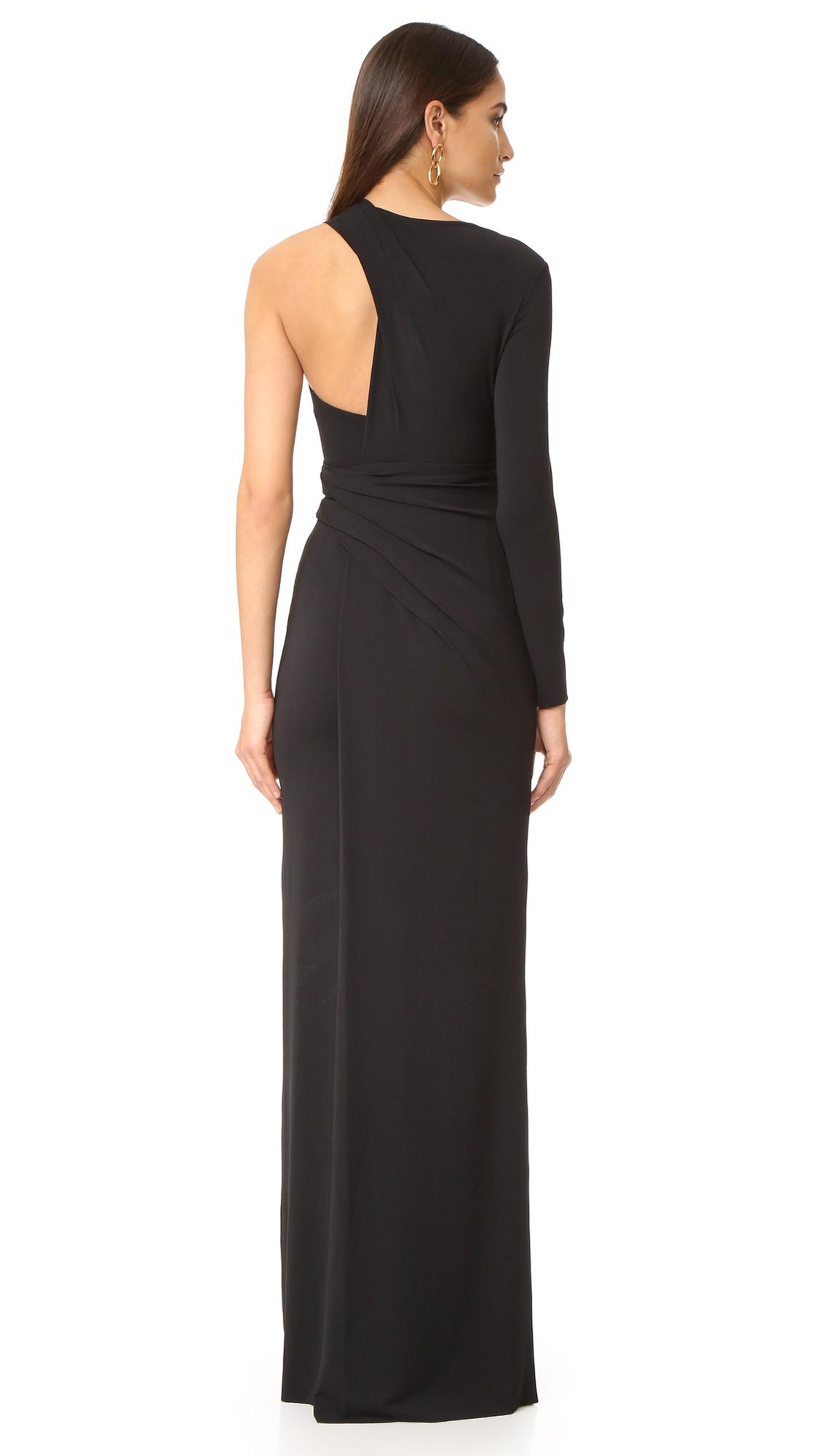 Alexander wang Asymmetrical Draped One Sleeve Gown in Black | Lyst