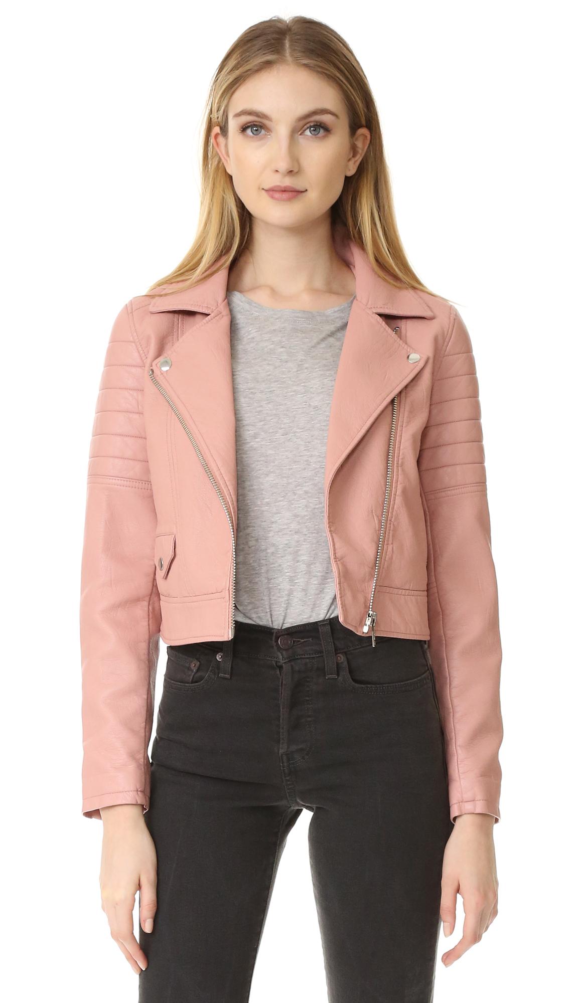 pink moto jacket
